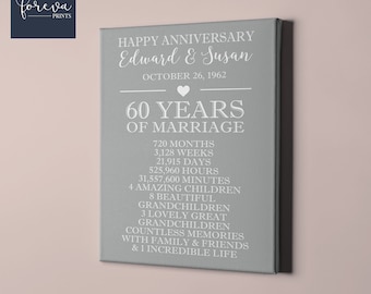 60th Anniversary, 60th Anniversary Gift, Personalized Gift for Parents, 60 Years Anniversary Present, 60th Wedding Anniversary