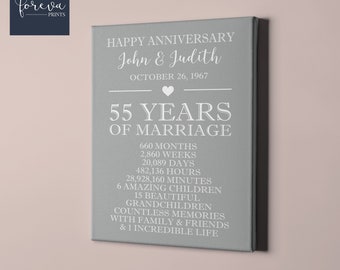55th Anniversary, 55th Anniversary Gift, Personalized Gift for Parents, 55 Years Anniversary Present, 55th Wedding Anniversary