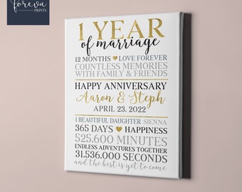 1st Wedding Anniversary Gift Idea - 1st Anniversary Gift for Him - 1 Year Married Anniversary Sign - 1 Year Gift for Husband or Wife