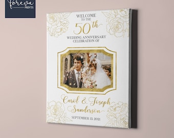 50th Wedding Anniversary Welcome Poster, Personalized 50 Photo, 50 Years of Marriage, Wedding Anniversary Party Decorations, Party Supplies