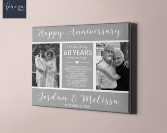 Cadeau 60e verjaardag, 60e huwelijksverjaardag, foto toen en nu, jubileumcadeau voor ouders, 60-jarig jubileumcadeau voor stel