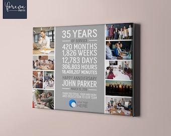 35th Work Anniversary Photo Collage, 35 Year Employee Anniversary Present, 35 Years of Service, Retirement Gift Idea, Coworker Work Plaque