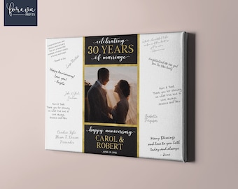 Livre d'or d'anniversaire de mariage, affiche signature, enseigne photo personnalisée, décoration de fête d'anniversaire de mariage, idée de livre d'or pour anniversaire de mariage