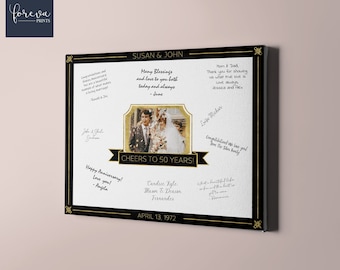 Wedding Anniversary Guestbook, Signature Poster, Personalized Photo Sign, Wedding Anniversary Party Decor, Anniversary Party Guestbook Idea