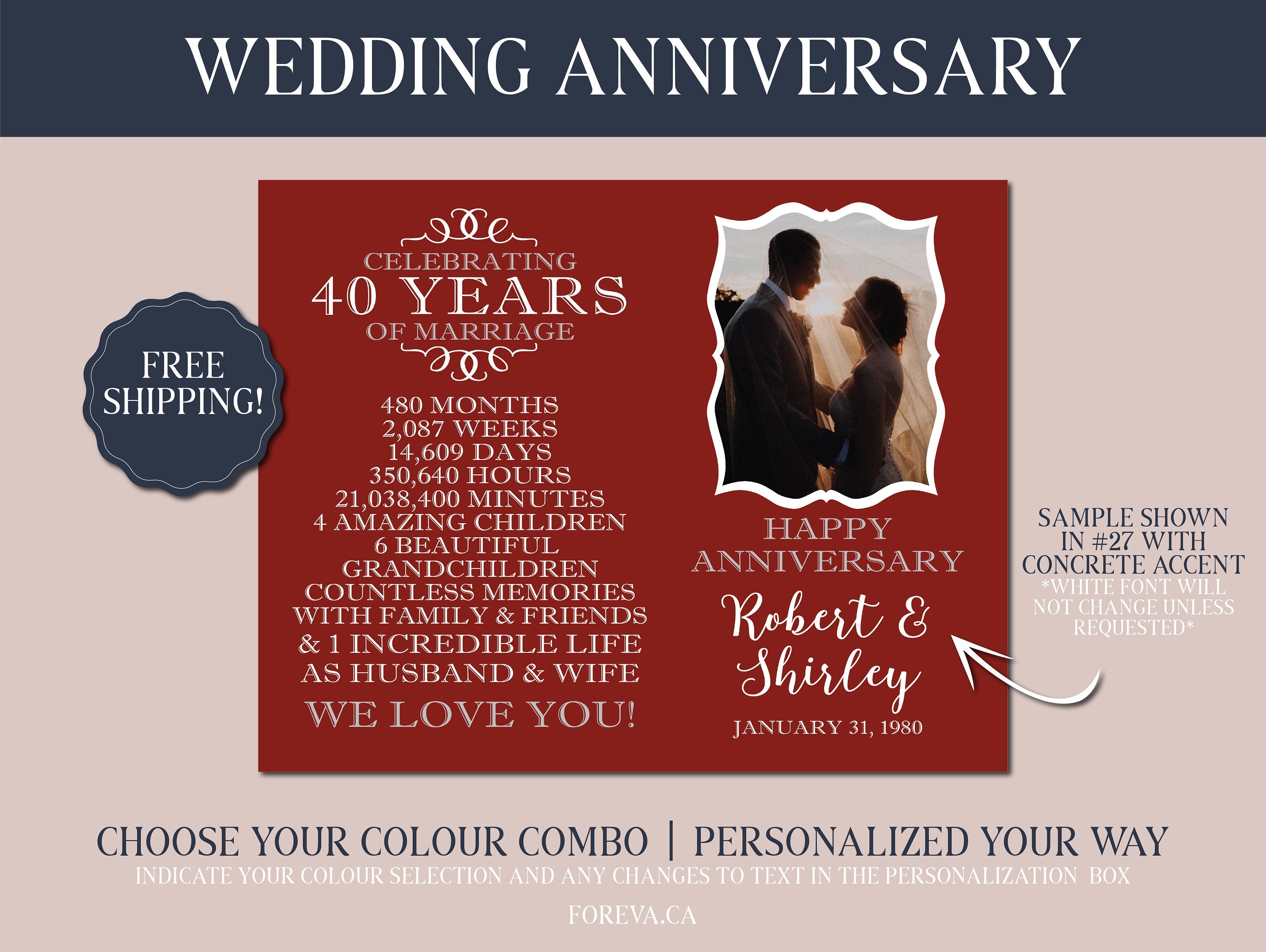 40th Anniversary Gift 40th Wedding Anniversary Wedding Etsy