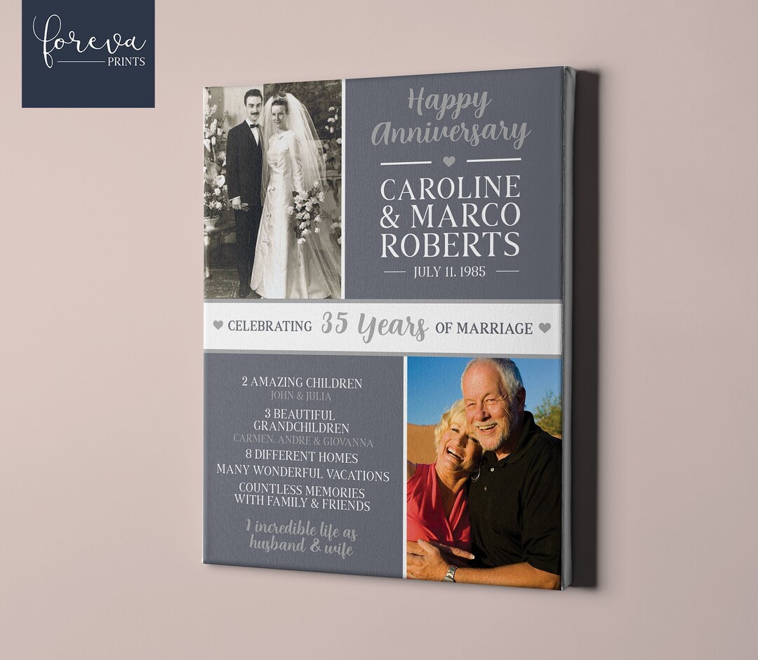 35th Anniversary Gift 35th Wedding Anniversary Then and Now - Etsy