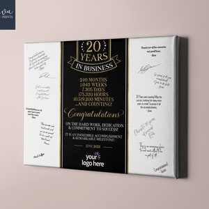 20 Jahre Jubiläum, Gästebuch Signaturen, 20 Jahre Geschäfts Zeichen, Geschenk für Kleinunternehmer, Individuelles Geschäfts Zeichen, Firmengeschenk