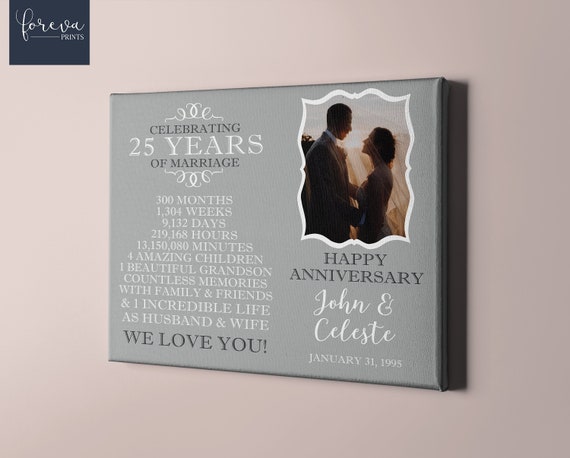 25th Wedding Anniversary Gifts Personalised Silver Wedding Anniversary Gifts  for Husband, Wife, Mum, Dad, Parents 25 Years Married Gift -  Sweden