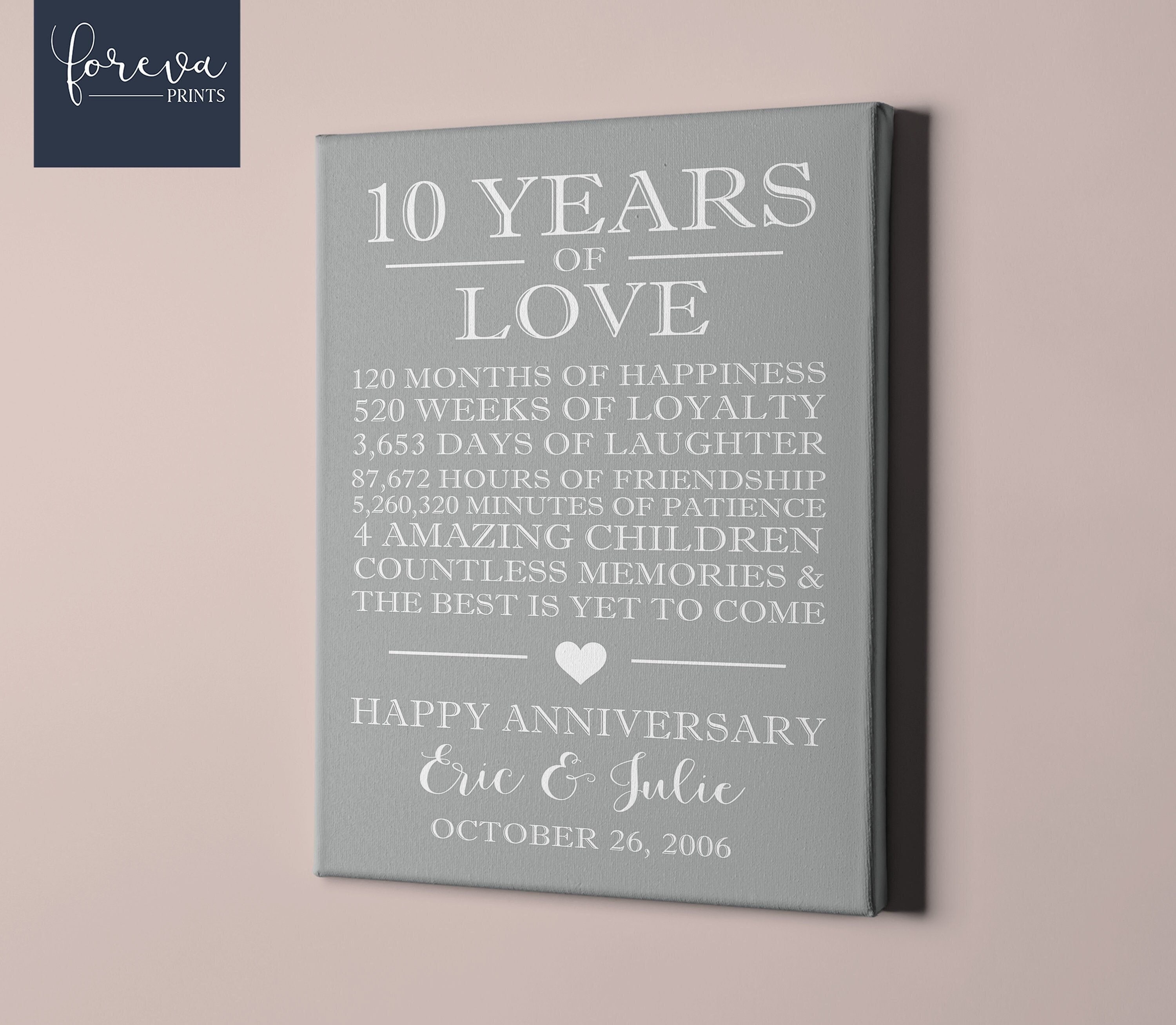 10th Anniversary, 10th Anniversary Gift, Personalized Gift