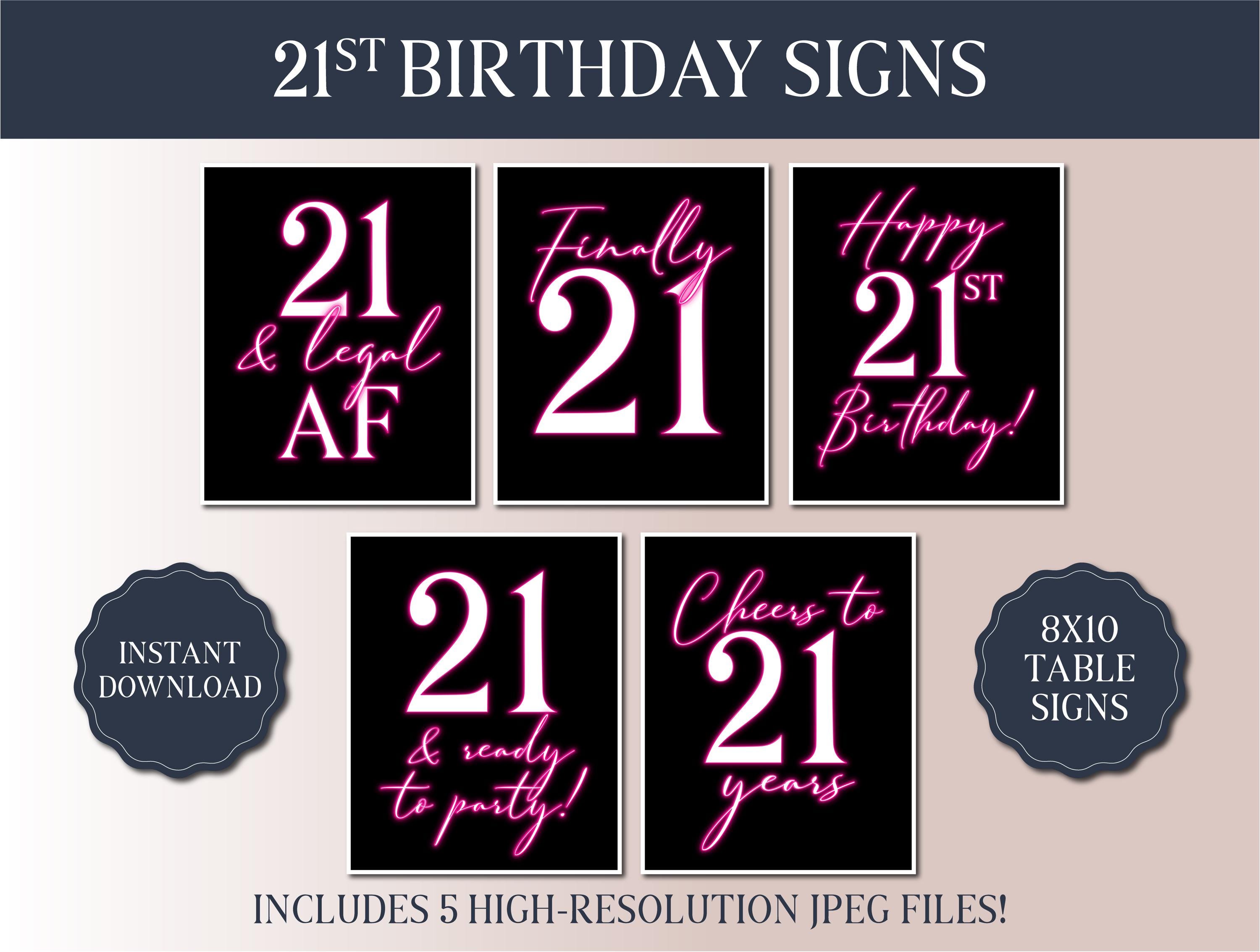 21st Birthday Sign Bundle - Neon Party 2025 - Instant Download ...