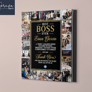 Best Boss Ever Photo Collage, Boss Leaving Gift Idea, Appreciation Gift for Boss, Boss Birthday Present Canvas, Boss Retirement Gift Idea,