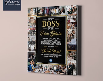 Best Boss Ever Photo Collage, Boss Leaving Gift Idea, Appreciation Gift for Boss, Boss Birthday Present Canvas, Boss Retirement Gift Idea,