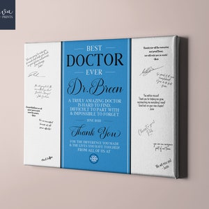 Firma del libro de visitas del mejor médico de todos los tiempos, idea de regalo de despedida del médico, regalo de agradecimiento para el lienzo del médico, adiós al médico, regalo de fiesta de jubilación
