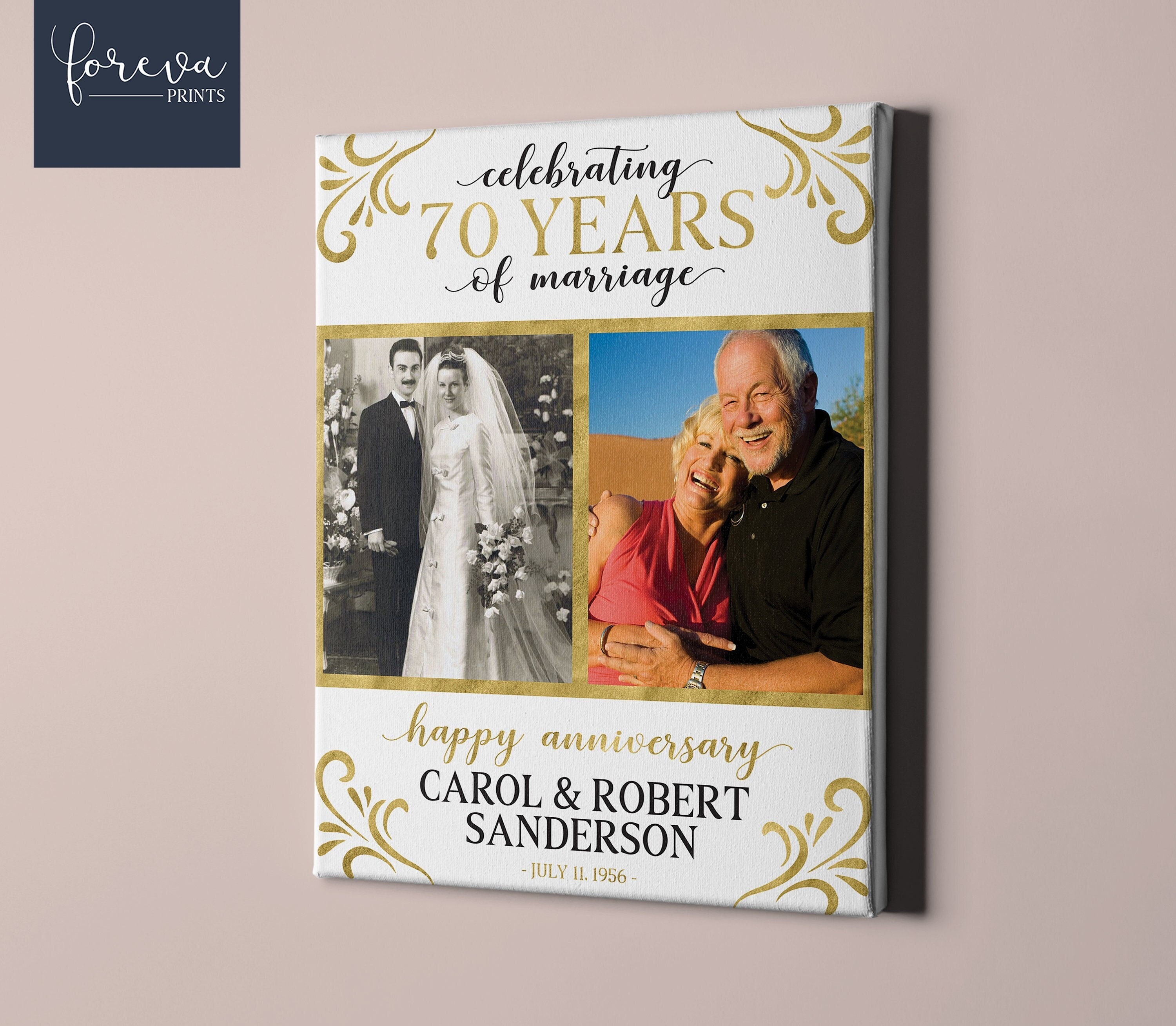 70th Anniversary Gift 70th Wedding Anniversary Then and Now - Etsy