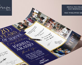 20 Jahre Arbeit Jubiläum Signatur Foto Collage - 20 Jahre Arbeit Mitarbeiter Jubiläum Geschenk - Jahre im Dienst Mitarbeiter Auszeichnung zum Unterschreiben