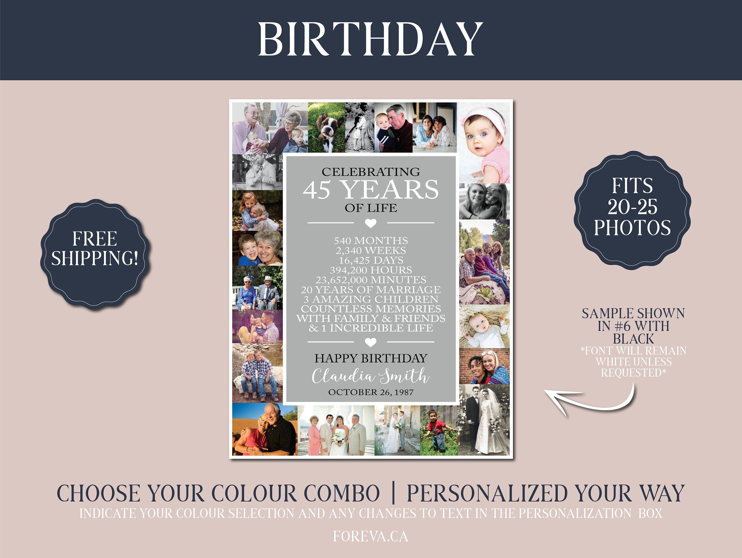 45E Verjaardag Gepersonaliseerd Cadeau-Idee 45 Jaar - Etsy Nederland