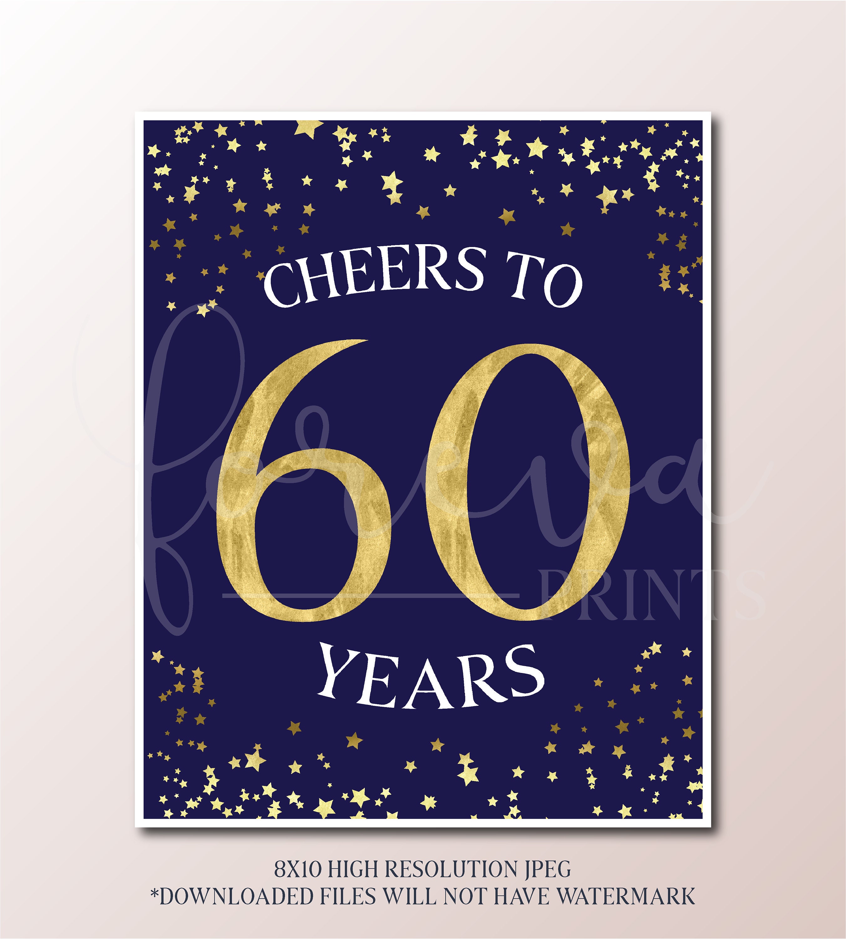 60th Birthday Signs Bundle - Navy and Gold Party 2025 - Instant ...