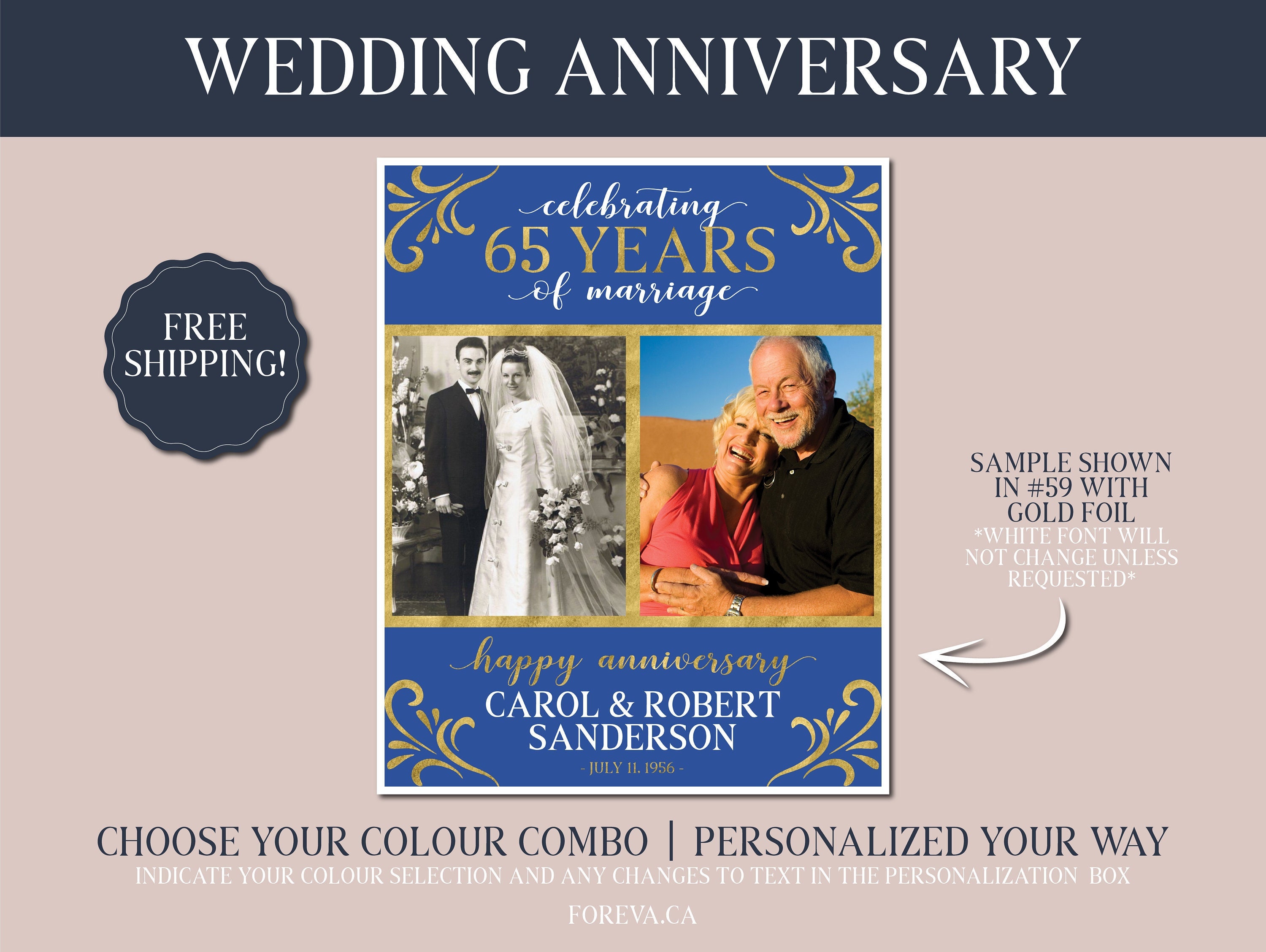 65Th Anniversary Gift 65Th Wedding Anniversary Then And Now - Etsy