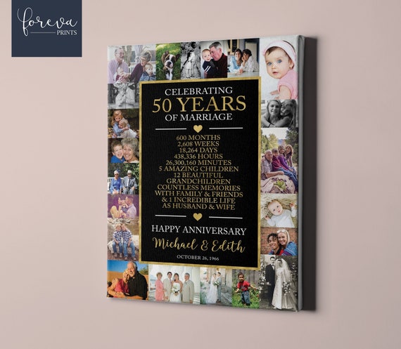 50th Wedding Anniversary Custom Canvas Golden Anniversary Gift Photo  Collage Anniversary Gift Idea for Parents or Spouse or Grandparents -   Sweden