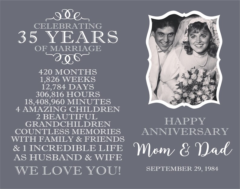 35 Year Wedding Anniversary Photo Gift Idea 35th Wedding Etsy