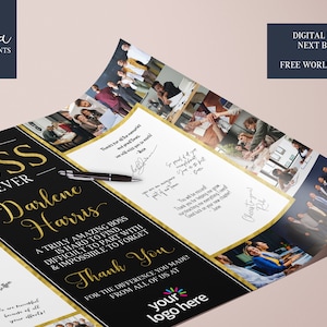 El mejor collage de fotos con firmas de un jefe: regalo de libro de visitas para jefes que se van, regalo de agradecimiento para jefes, idea de regalo de jubilación para jefes
