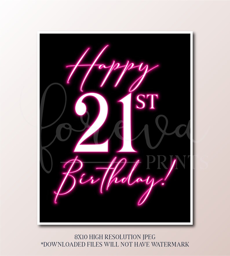 21st Birthday Sign Bundle - Neon Party 2025 - Instant Download ...