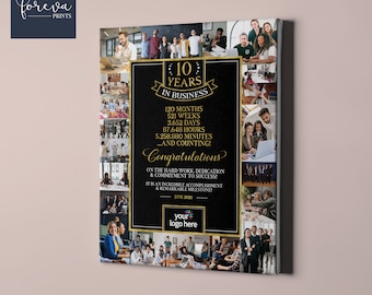 10th Business Anniversary Photo Collage - 10 Years in Business Sign - Gift for Small Business Owner - Custom Business Sign Company Gift