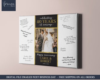 40th Wedding Anniversary Guestbook - Personalized Signature Photo Sign - 40th Anniversary Party Decorations - Ruby Anniversary Decor Ideas