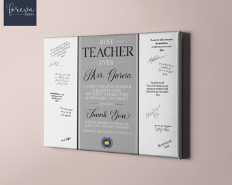 Cadeau-idee leraar verlaten school - handtekening pensioen leraar - gepersonaliseerd gastenboek, cadeau van studenten en personeel - waardering leraar