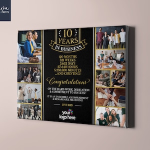 10 Years in Business Gift Photo Collage, 10th Business Anniversary,  Gift for Small Business Owner, Custom Business Sign, Company Gift