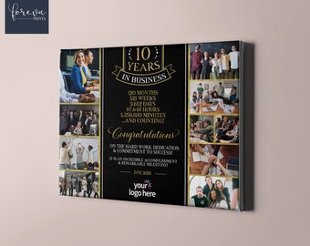 10 Years in Business Gift Photo Collage, 10th Business Anniversary,  Gift for Small Business Owner, Custom Business Sign, Company Gift