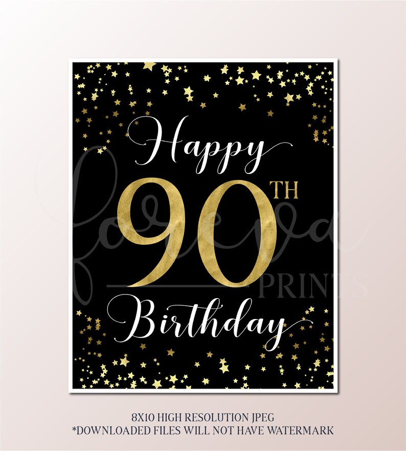 90th Birthday Signs Bundle - Black and Gold Party 2024 - Instant ...
