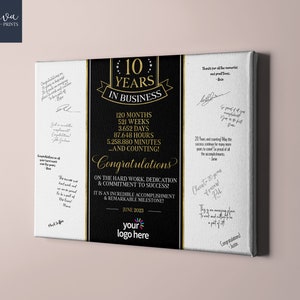 10th Business Anniversary, Guestbook Signatures, 10 Years in Business Sign, Gift Small Business Owner, Custom Business Sign, Company Gift