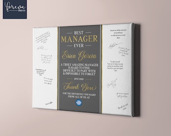 Best Manager Ever Guestbook Signature, Manager Leaving Gift Idea, Appreciation Gift for Manager Canvas, Manager Retirement Party