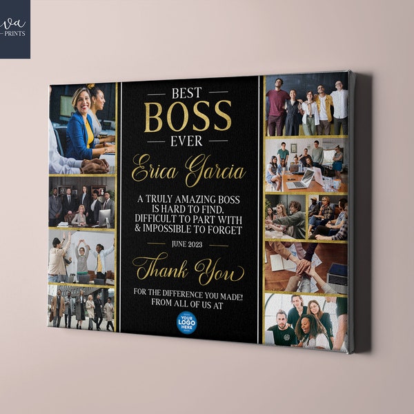 Best Boss Ever Photo Collage, Boss Leaving Gift Idea, Appreciation Gift for Boss, Boss Birthday Present Canvas, Boss Retirement Gift Idea