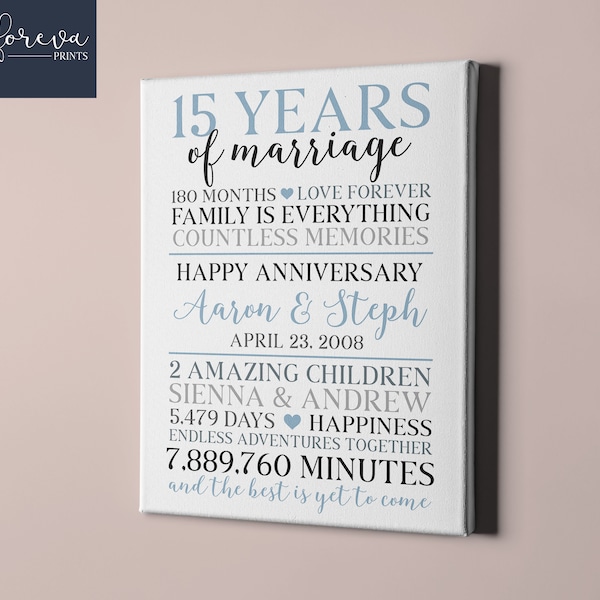 15th Wedding Anniversary Gift Idea - 15th Anniversary Gift for Him - 15 Years Married Anniversary Sign - 15 Years Gift for Husband or Wife
