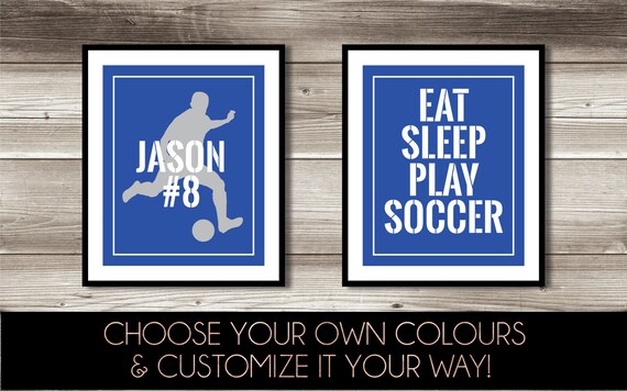 Soccer Wall Art Boy S Soccer Bedroom Decor Personalized Soccer Print Soccer Print Set Digital Print Eat Sleep Play Soccer