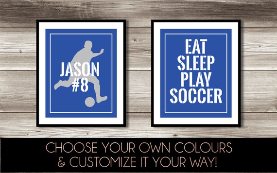 Soccer Wall Art Boy S Soccer Bedroom Decor Personalized Soccer Print Soccer Print Set Digital Print Eat Sleep Play Soccer