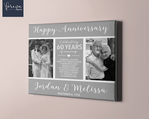60th Anniversary Gift, 60th Wedding Anniversary, Then and Now Photo, Anniversary Gift for Parents, 60 Year Anniversary Present for Couple