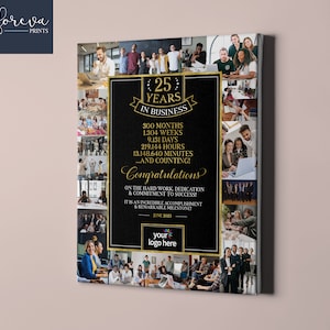 25th Business Anniversary, Photo Collage, 25 Years in Business Sign, Gift for Small Business Owner, Custom Business Sign, Company Gift