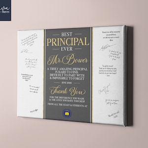 Principal Gift, Appreciation Gift, Personalized Guestbook Signatures, Principal Gift from Students and Staff, Principal Leaving Gift