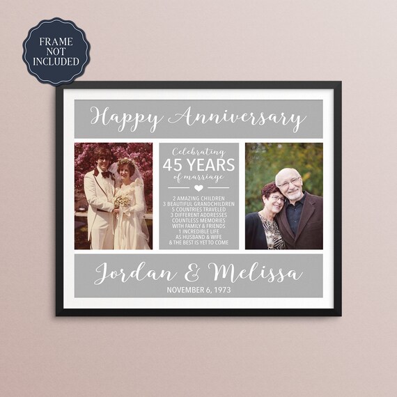 45th Anniversary Gift 45th Wedding Anniversary Then and Now