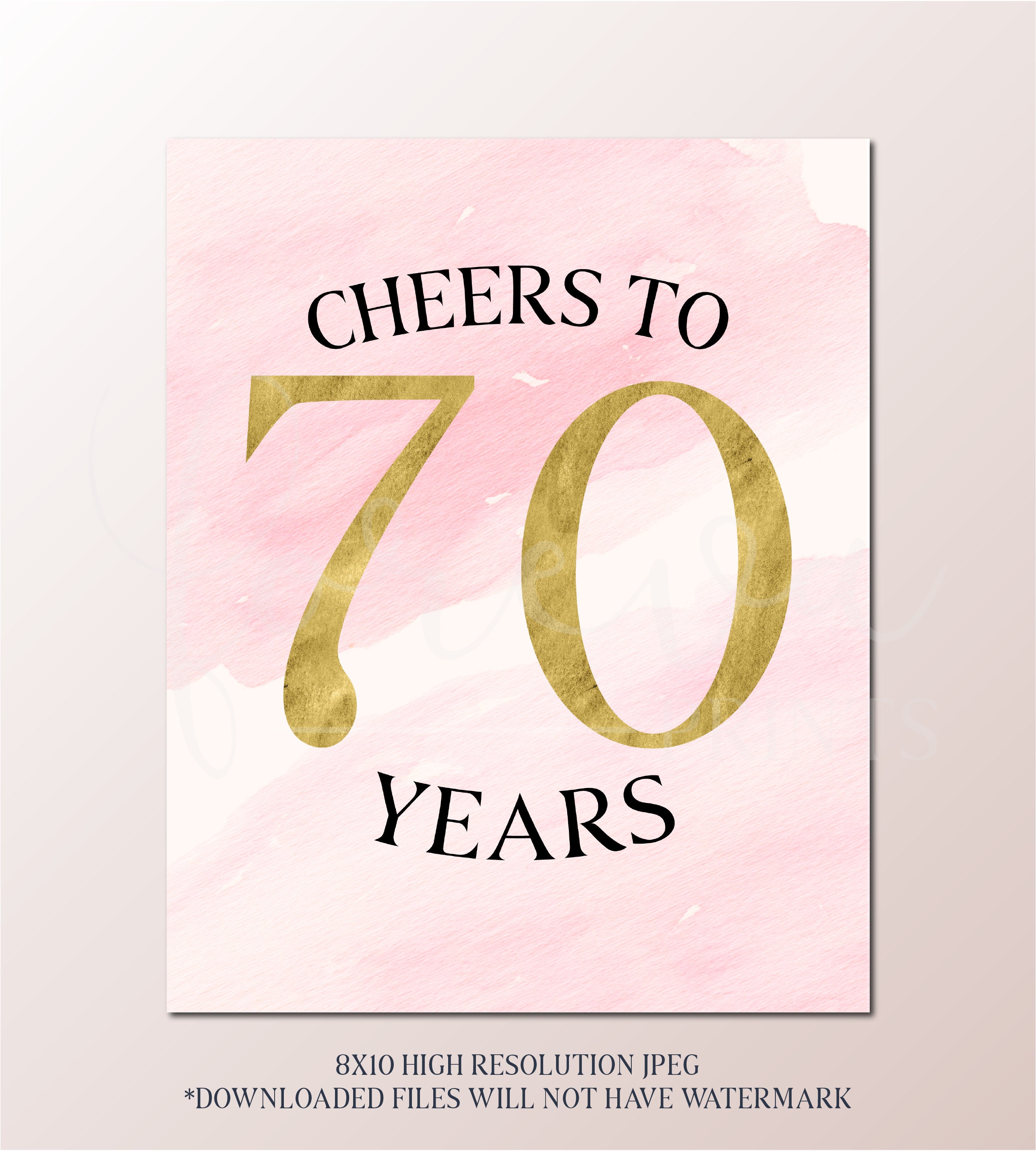 70th Birthday Signs Bundle - Pink Watercolour Party 2025 - Instant ...
