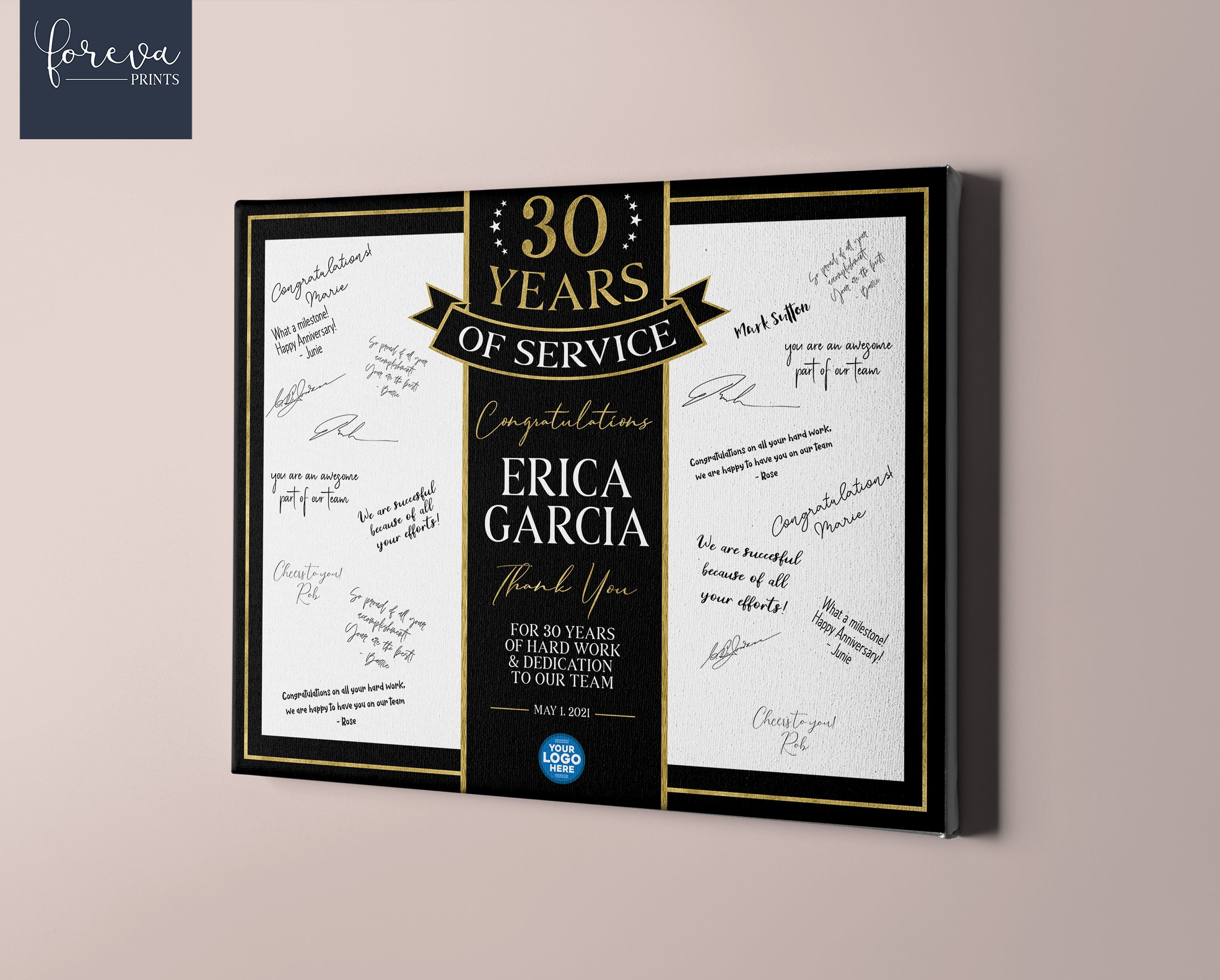 30th Work Anniversary Signatures, 30 Years Work Guest Book, Thank