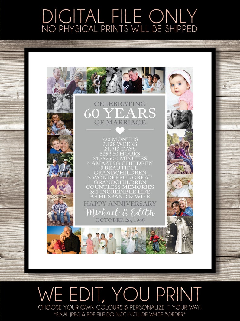 60th Anniversary Photo Collage gift idea 60th Wedding | Etsy