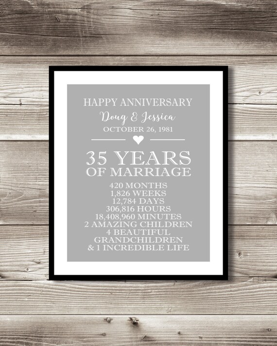 35 Year Wedding Anniversary Gift Idea 35th Anniversary Etsy