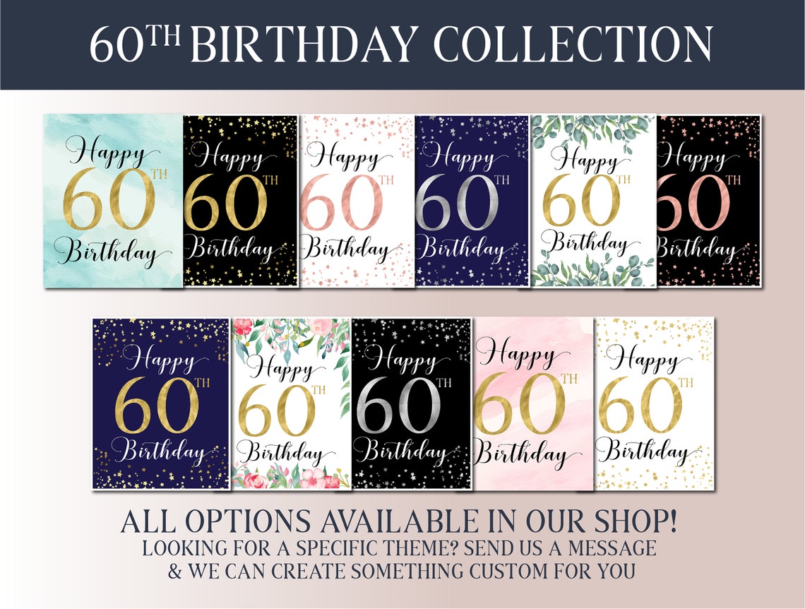 60th Birthday Signs Bundle - Rose Gold Party 2025 - Instant Download ...