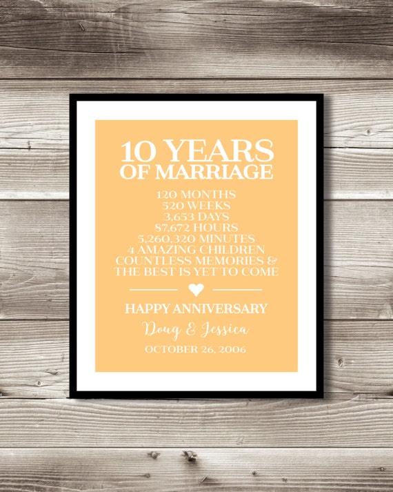10 Ans Anniversaire De Mariage Idee Cadeau 10e Anniversaire Etsy France