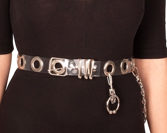 Pvc silver eyelet chain piercing O ring belt