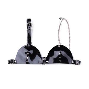 Pvc silver rings chain bra